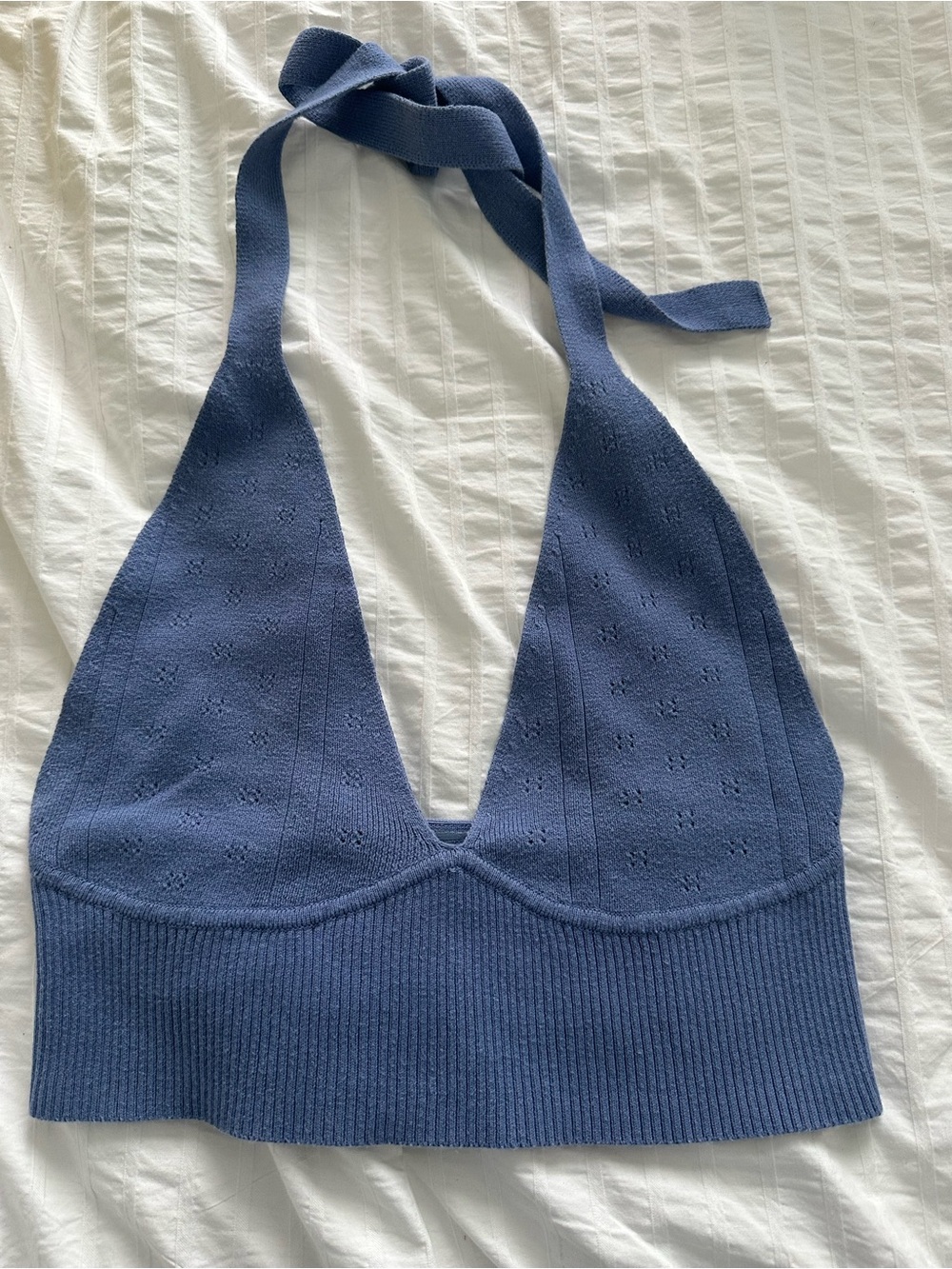 Cotton On Blue Knit Halter Crop Top